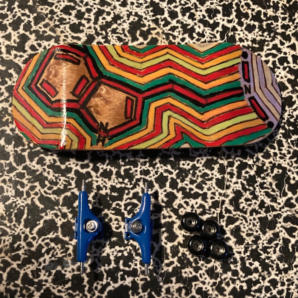Colorful Fingerboard with Blue Trucks